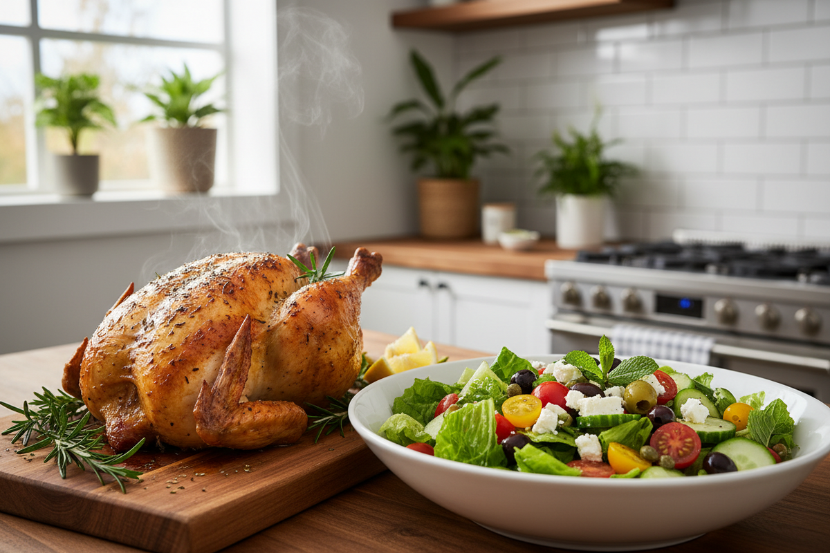 Big Sunday Chopped Salad and Simple Roast Chicken Recipe