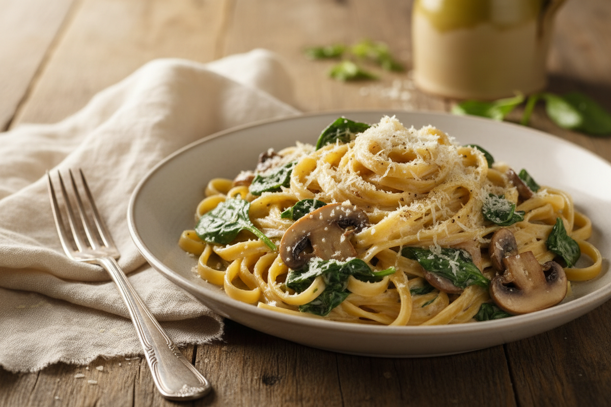 Creamy Spinach & Mushroom Pasta: A Simple Yet Elegant Comfort Food