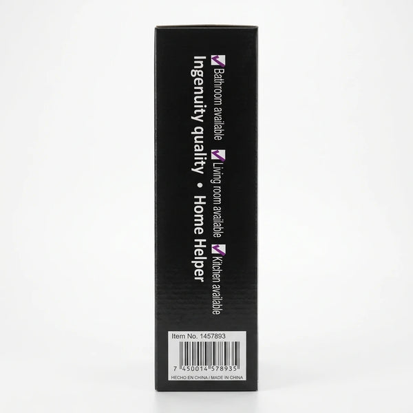 Side view of Spa Collection Storage Rack box showing room compatibility and barcode