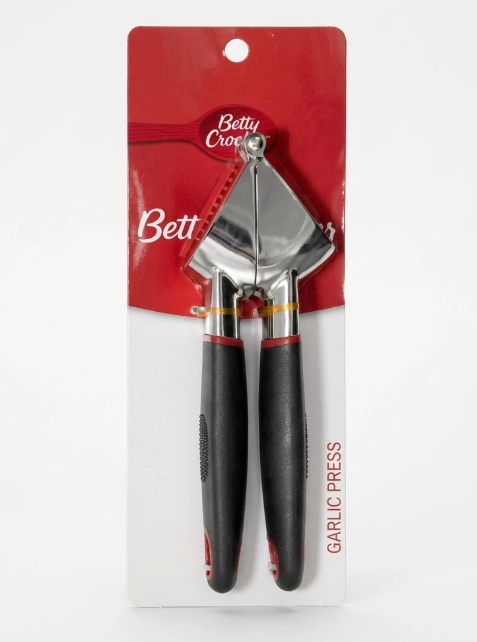 Betty Crocker Stainless Steel Garlic Press w/Nylon Grip 7"