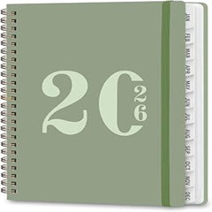 2026  Weekly and Monthly Calendar Academic Planner, Green ( 6.3" x 8.5")