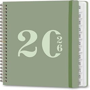 2026  Weekly and Monthly Calendar Academic Planner, Green ( 6.3" x 8.5")