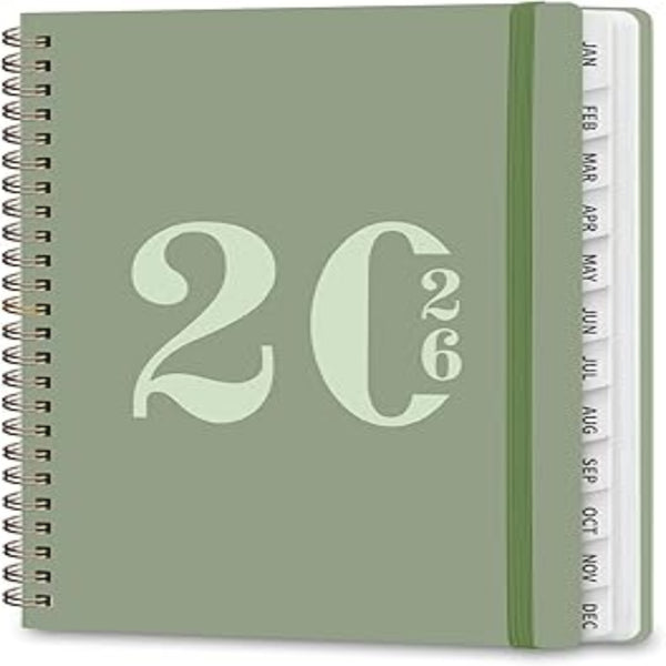 2026  Weekly and Monthly Calendar Academic Planner, Green ( 6.3" x 8.5")