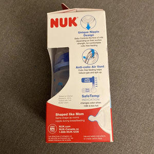 New NUK AntiColic Wide Neck Bottle Smooth Flow 5oz Blue Trains BPA Free 0+ Month