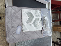 Grey Bath Mat with Shower Curtain