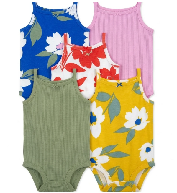 Baby 5-Pack Floral Tank Bodysuits NB