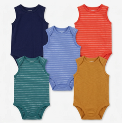 Baby 5-Pack Striped Tank Bodysuits 6M