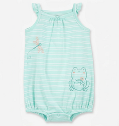 Baby Striped Frog Cotton Romper 3M