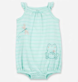 Baby Striped Frog Cotton Romper 3M