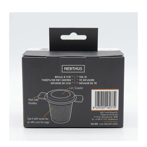 Enhanced Back of Nerthus Tea Infuser packaging with features and barcode