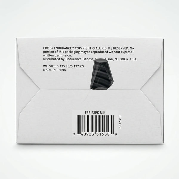 Enhanced Back of EDX Resistance Toning Set box displaying product weight and manufacturing details
