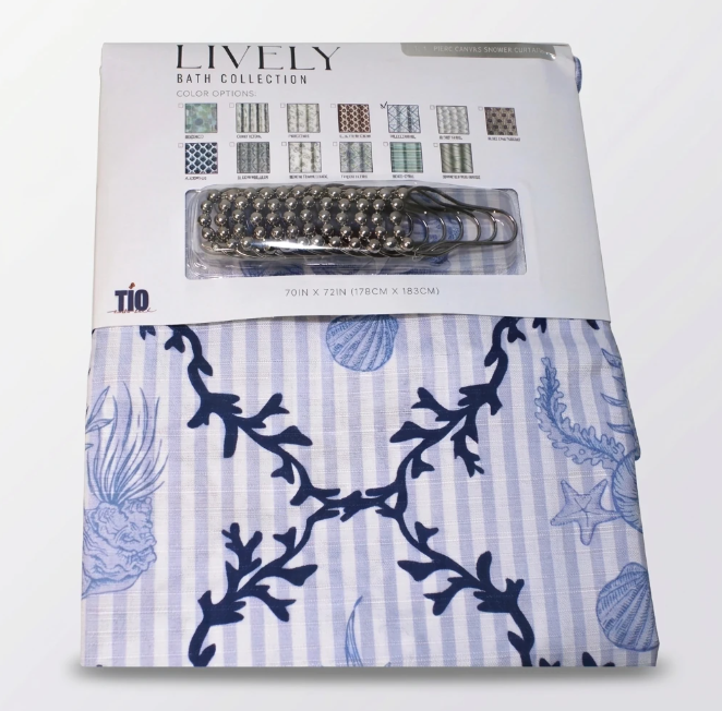 13 Piece Lively Bath Collection Canvas Shower Curtains 70"x72"