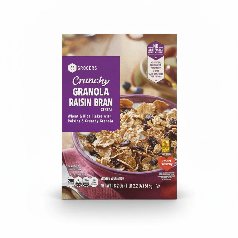 A polished retail e-commerce product photo of SE Grocers Heart-Healthy Granola Cereal - 18.2 oz, centered on a clean white background with soft studio lighting and a subtle contact shadow.
