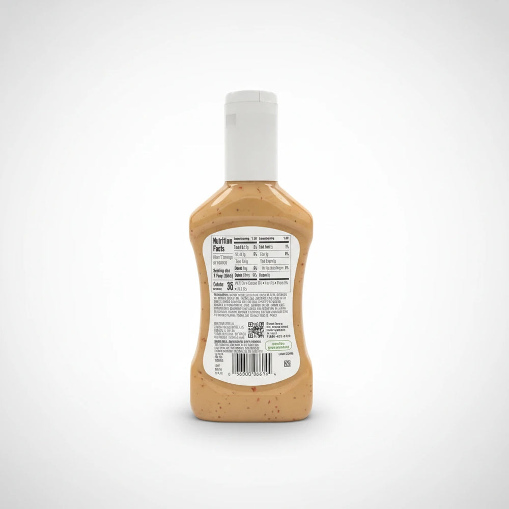 A 16oz bottle of Food Club Light Italian Dressing is centered on a clean white background with soft studio lighting and a subtle shadow.