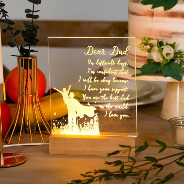 Father’s Day Acrylic Night Light (Cape) - Dear Dad - 7.8” x 5.9”