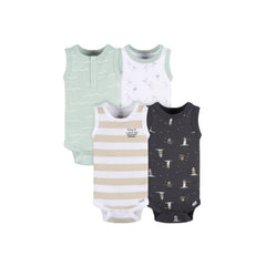 Gerber 4-Pack Baby Boys Coastal Sleeveless Onesies® Bodysuits 3-6M