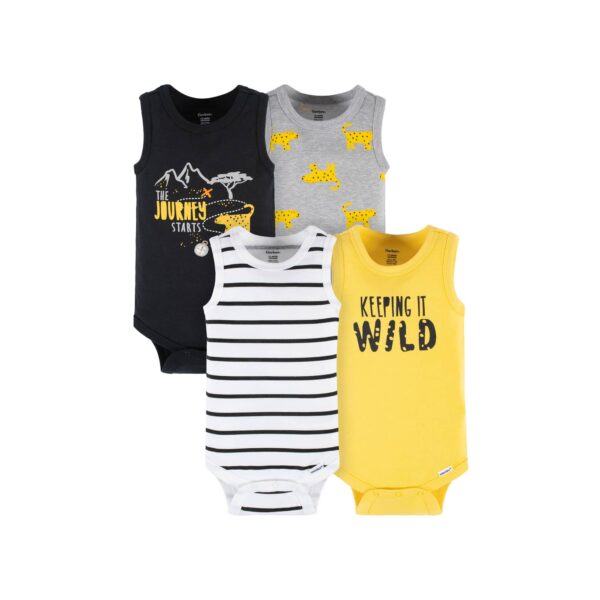 Gerber 4-Pack Baby Boys Wild At Heart Tank Onesies® Bodysuits 0-3M