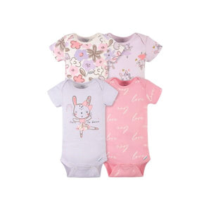 Gerber 4-Pack Baby Girls Bunny Ballerina Short Sleeve Onesies® Bodysuits 24M