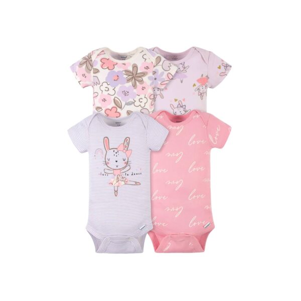 Gerber 4-Pack Baby Girls Bunny Ballerina Short Sleeve Onesies® Bodysuits 24M