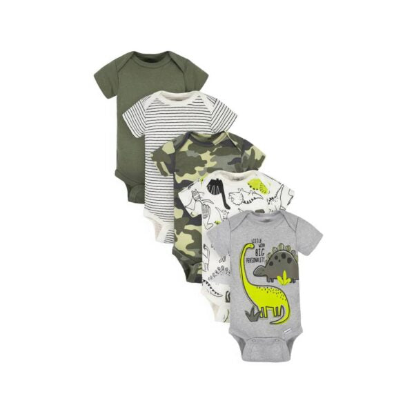 erber 5-Pack Baby Boys Dino Short Sleeve Onesies® Bodysuits 3-6M