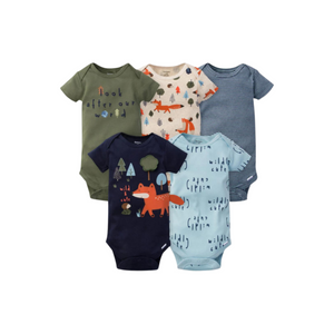 Gerber 5-Pack Baby Boys Fox Short Sleeve Onesies® Bodysuits 3-6M