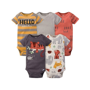 Gerber 5-Pack Baby Boys Safari Short Sleeve Onesies® Bodysuits 6-9M