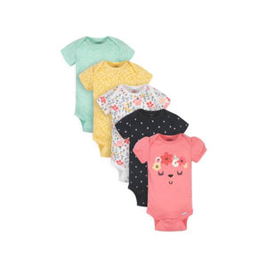 Gerber 5-Pack Baby Girls Garden Floral Short Sleeve Onesies® Bodysuits 6-9M