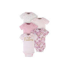 Gerber 5-Pack Baby Girls Princess Short Sleeve Onesies® Bodysuits 3-6M