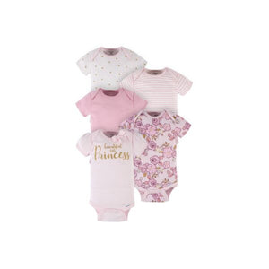 Gerber 5-Pack Baby Girls Princess Short Sleeve Onesies® Bodysuits 3-6M