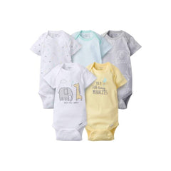 Gerber 5-Pack Baby Neutral Elephant Short Sleeve Onesies® Bodysuits 6-9M