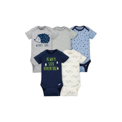 Gerber 5-Pack Boys Hedgehog Short Sleeve Onesies® Bodysuits 6-9M