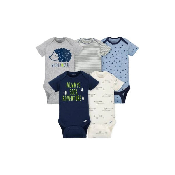 Gerber 5-Pack Boys Hedgehog Short Sleeve Onesies® Bodysuits 6-9M