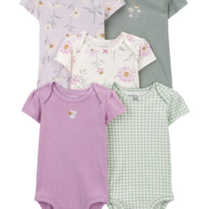 Baby 5-Pack Floral Short-Sleeve Bodysuits 9M