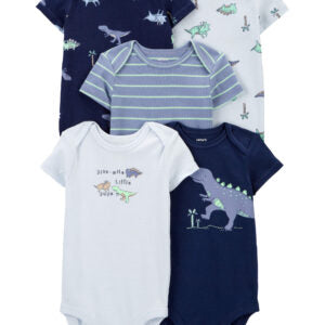 Baby 5-Pack Dinosaur Short-Sleeve Bodysuits 6M