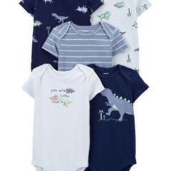 Baby 5-Pack Dinosaur Short-Sleeve Bodysuits 3M