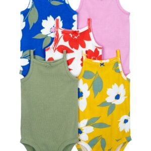 Baby 5-Pack Floral Tank Bodysuits 3M