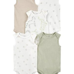 Baby 5-Pack Animal Tank Bodysuits 6M