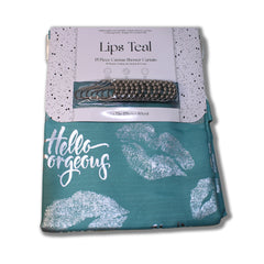 13 Piece Lips Teal Canvas Shower Curtain 70"x72"