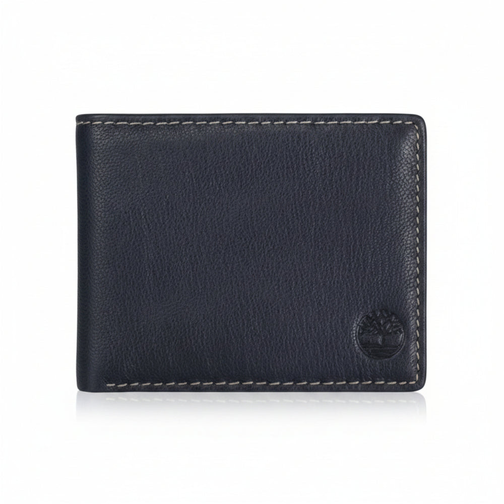 Timberland Men's RFID Blocking Wallet – Genuine Leather Passcase with Removable ID Holder, 6 Card Slots, 2 Billfold Pockets, Slim Design, Navy Blue, One Size