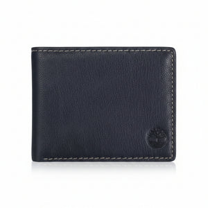 Timberland Men's RFID Blocking Wallet – Genuine Leather Passcase with Removable ID Holder, 6 Card Slots, 2 Billfold Pockets, Slim Design, Navy Blue, One Size