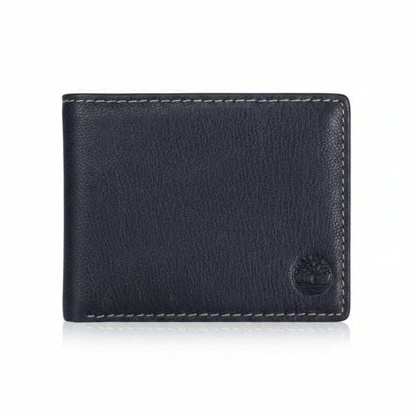 Timberland Men's RFID Blocking Wallet – Genuine Leather Passcase with Removable ID Holder, 6 Card Slots, 2 Billfold Pockets, Slim Design, Navy Blue, One Size