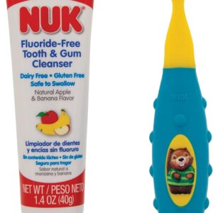 NUK Toddler Tooth and Gum Cleanser with Toothpaste, Colors May Vary,1 Set