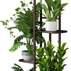 LINZINAR Plant Stand Metal 4 Tier 5 Potted Multiple Flower Pot Holder Shelf Indoor Outdoor Planter Display Shelving Unit for Patio Garden Corner Balcony Living Room (4 Tier 5 Potted, Bronze)