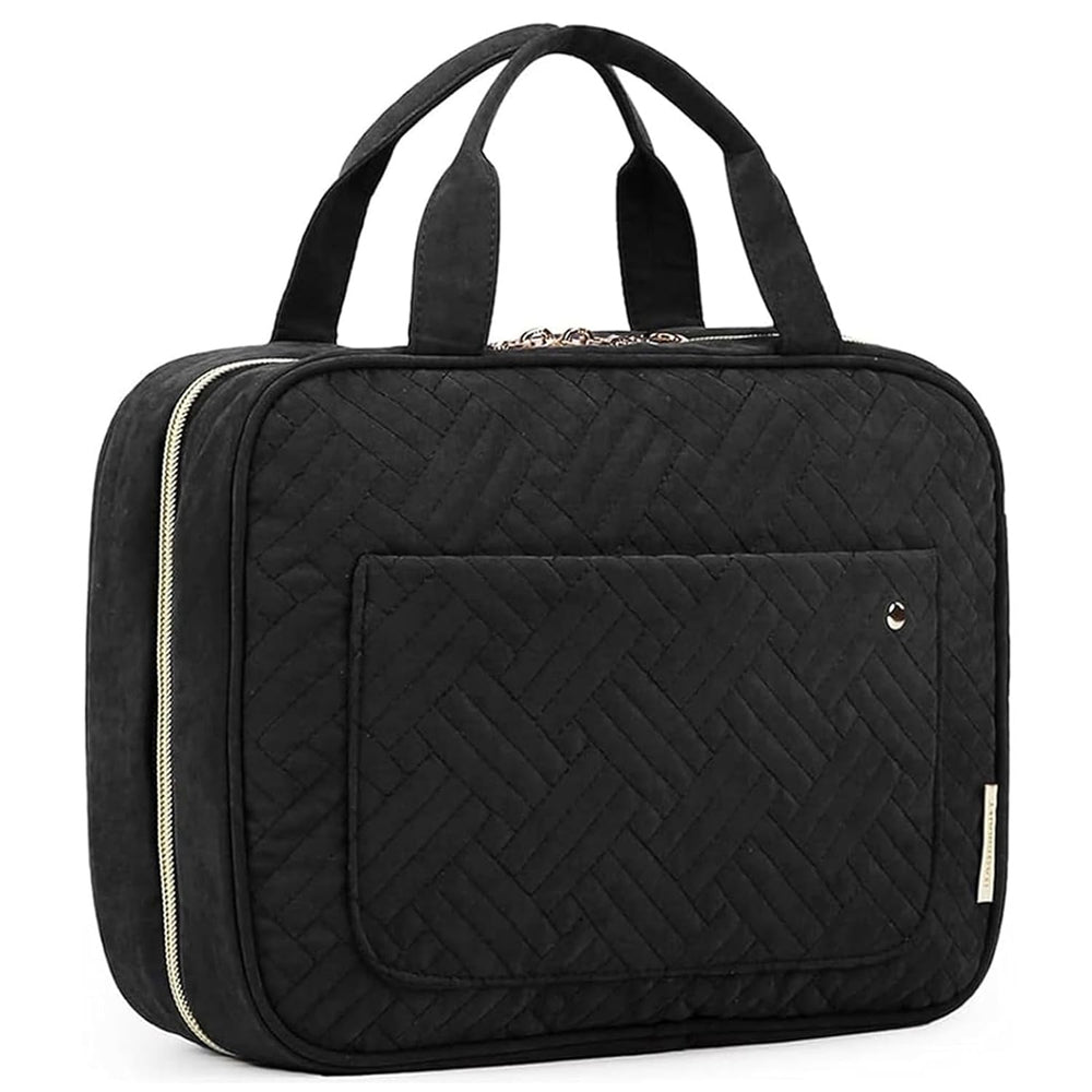 Toiletry Traveling Bag with Hanging Hook- Medium in Black