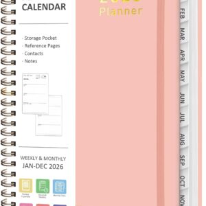2026 Planner, Weekly and Monthly Calendar Academic Planner, Jan 2026 - Dec 2026, Planning Agenda Book for Desk Accessories and School Supplies - A5 (6.3'' x 8.5'') Pink