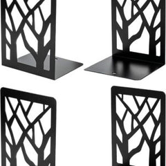 MaxGear Book Ends Tree Design Modern Bookends for Shelves, Non-Skid Book Holder, Heavy Duty Metal Book Storage for Books/CDs, Decorative Book Stopper for Home, 7 x 4.7 x 3.5”, Black,1Pair/2 Pieces