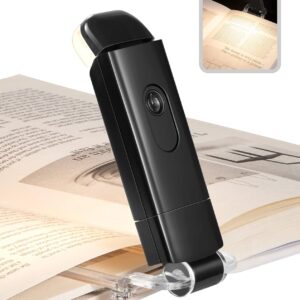 DEWENWILS USB Rechargeable Book Light for Reading in Bed, Warm White, Brightness Adjustable, LED Clip on Book Reading Lights, Perfect for Bookworms, Kids, Black