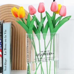 Book-Shaped Vase for Flowers, Book Lovers Gifts, Aesthetic Room Decor Cute Flowers Vases & Must-Have for Home, Bookshelf, Bedroom & Office Decor for Women & Teacher Gift - Like Mothers Day (Clear)