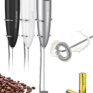 SIMPLETaste Milk Frother Handheld Battery Operated Electric Foam Maker, Drink Mixer with Stainless Steel Whisk and Stand for Cappuccino, Bulletproof Coffee, Latte