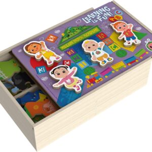 Spin Master Games, CoComelon Puzzles 4-Pack, Wooden Jigsaw Puzzles for Preschoolers, 18 Pieces Each, Interchangeable Character Pieces, for Ages 3 & Up